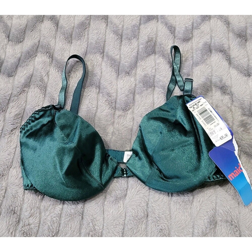 Maidenform 36B Green Satin Vintage Bra 91191 With Underwire NWT